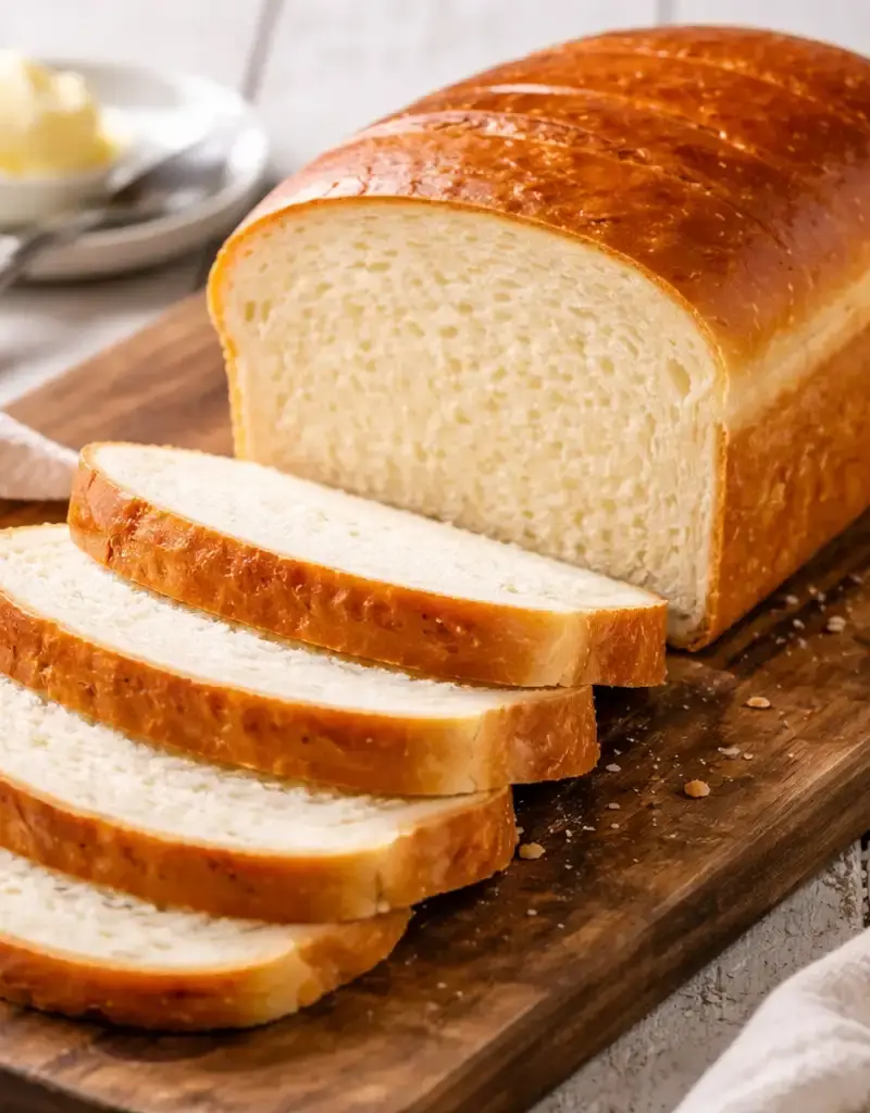 Old-Fashioned White Bread Loaf prepared dish