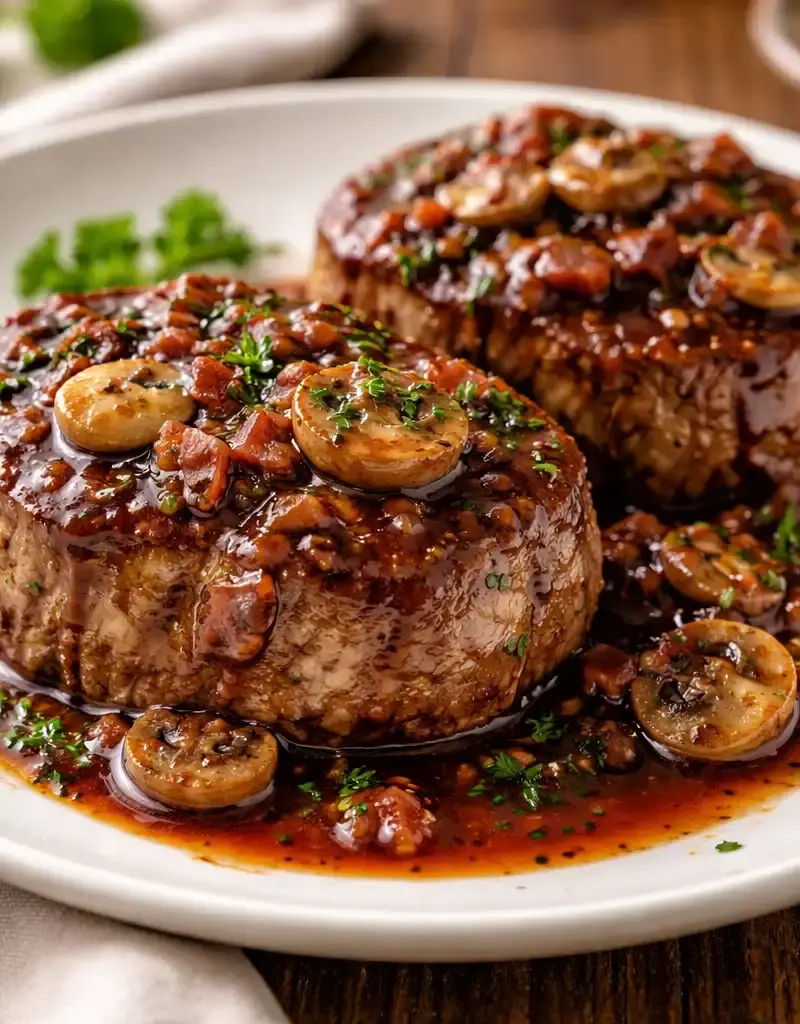 Filet Mignon with Chianti Wine Sauce prepared dish