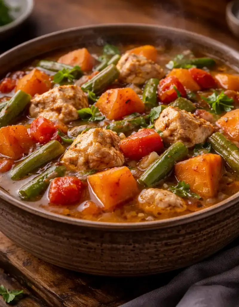 Chicken and Sweet Potato Cider Stew prepared dish
