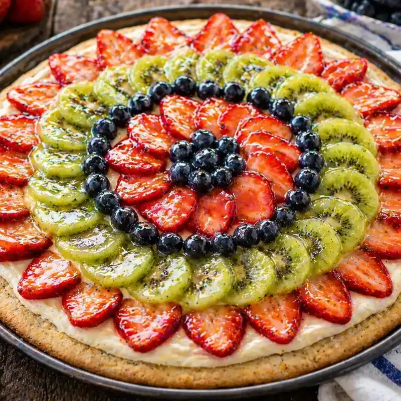 Cream Cheese Fruit Pizza prepared dish