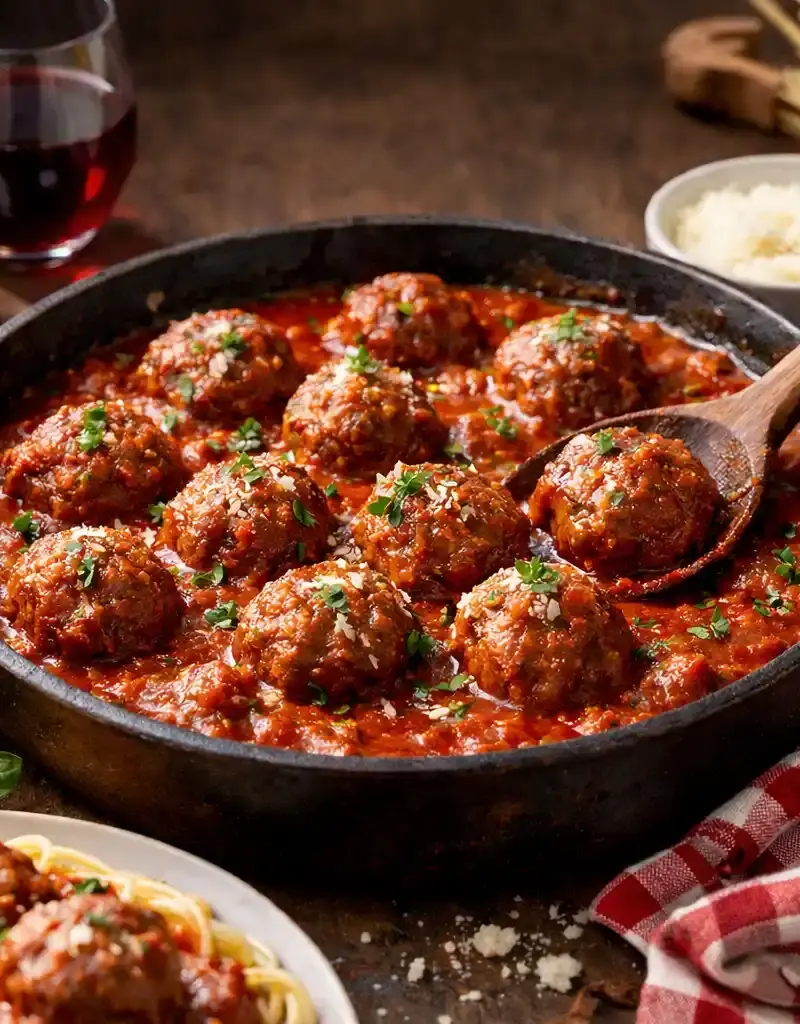 Super Moist Italian Meatballs prepared dish