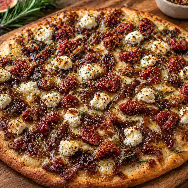 Fresh Fig Pizza with Caramelized Onion and Goat Cheese prepared dish