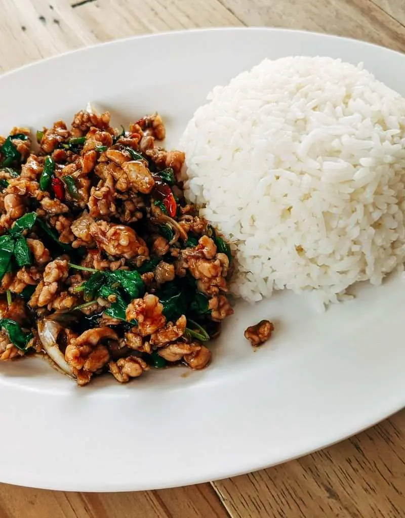 Thai Basil Chicken (Pad Kra Pao Gai) prepared dish