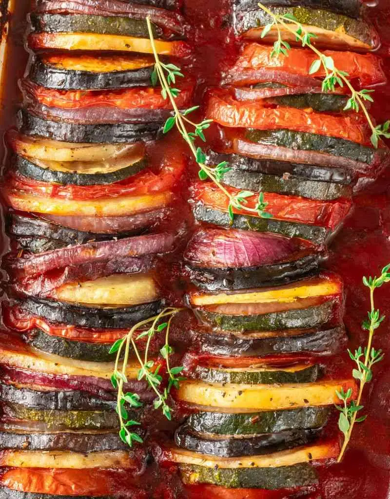 Briam (Greek Baked Vegetables) prepared dish
