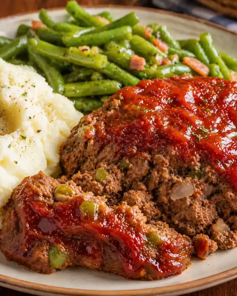 Old-fashioned Glazed Meatloaf prepared dish