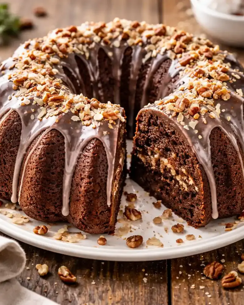 German Chocolate Bundt Cake prepared dish