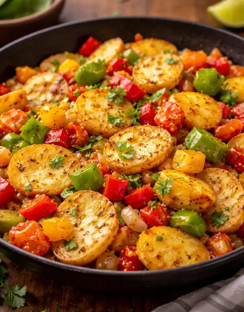 Fried Mexican Capsicum & Potatoes prepared dish
