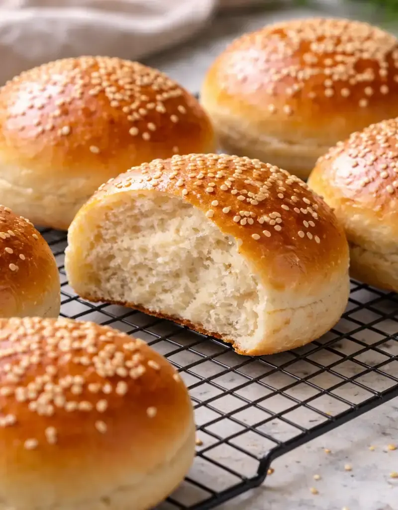 Soft Sesame Hamburger Buns prepared dish
