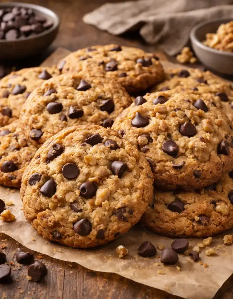 Crisp Chocolate Chip Oatmeal Cookies prepared dish