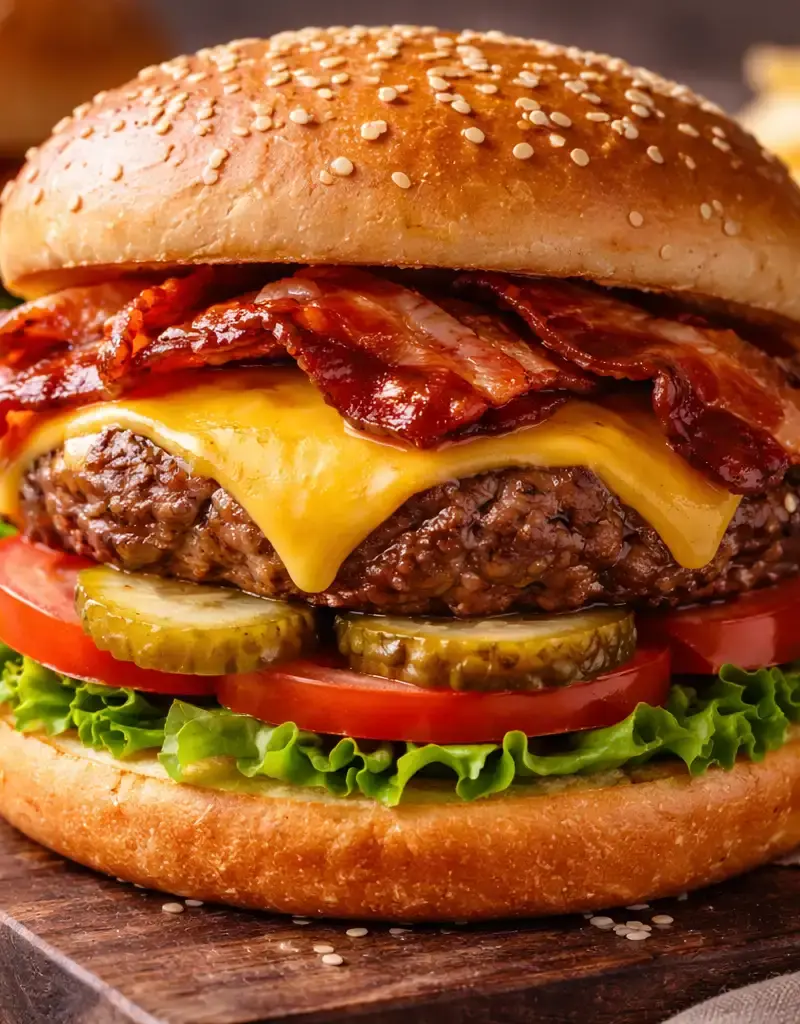 Classic Bacon Cheeseburgers with Homemade Burger Seasoning prepared dish