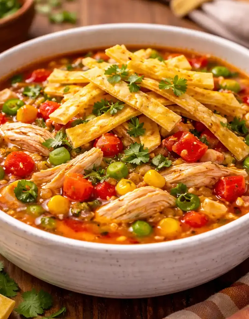 Fresh Chicken Tortilla Soup prepared dish