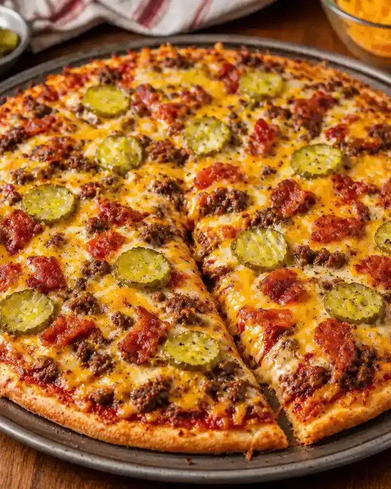 Cheeseburger Pizza prepared dish
