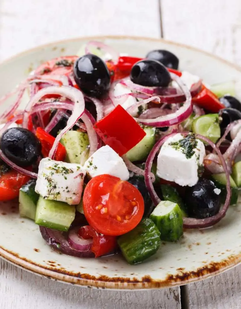 Quick and Easy Greek Salad prepared dish