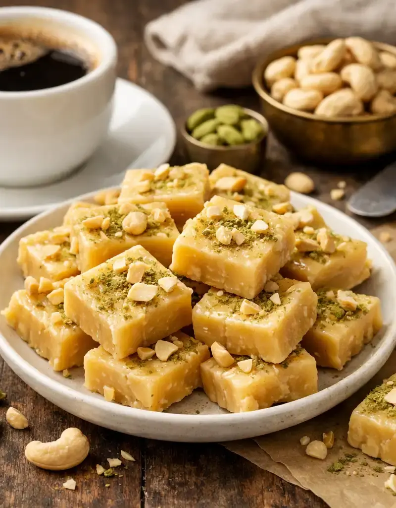 Indian Cardamom Cashew Milk Toffee prepared dish