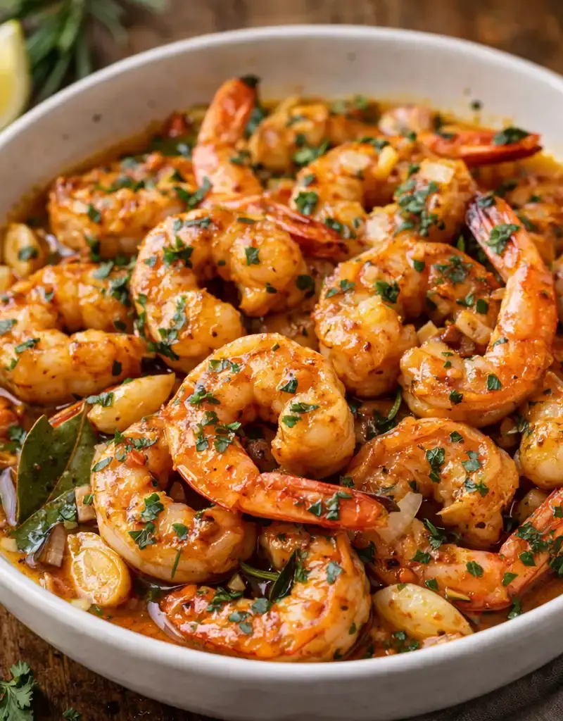 Spicy Marinated Garlic Shrimp prepared dish