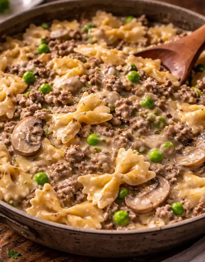 Easy Beef Stroganoff Pasta Skillet prepared dish