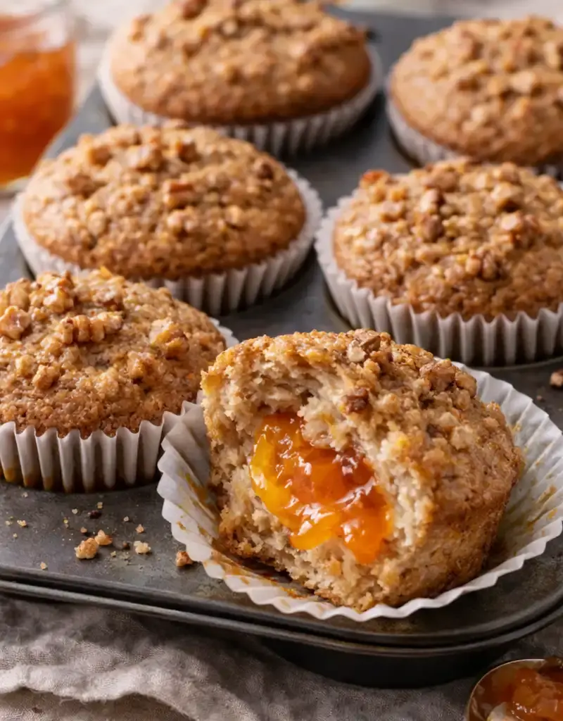 Whole Wheat Peach Preserve Muffins prepared dish