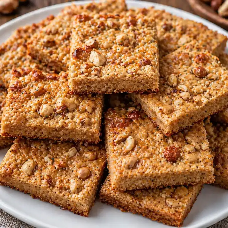 Crispy Mixed Nut Cookie Bars prepared dish