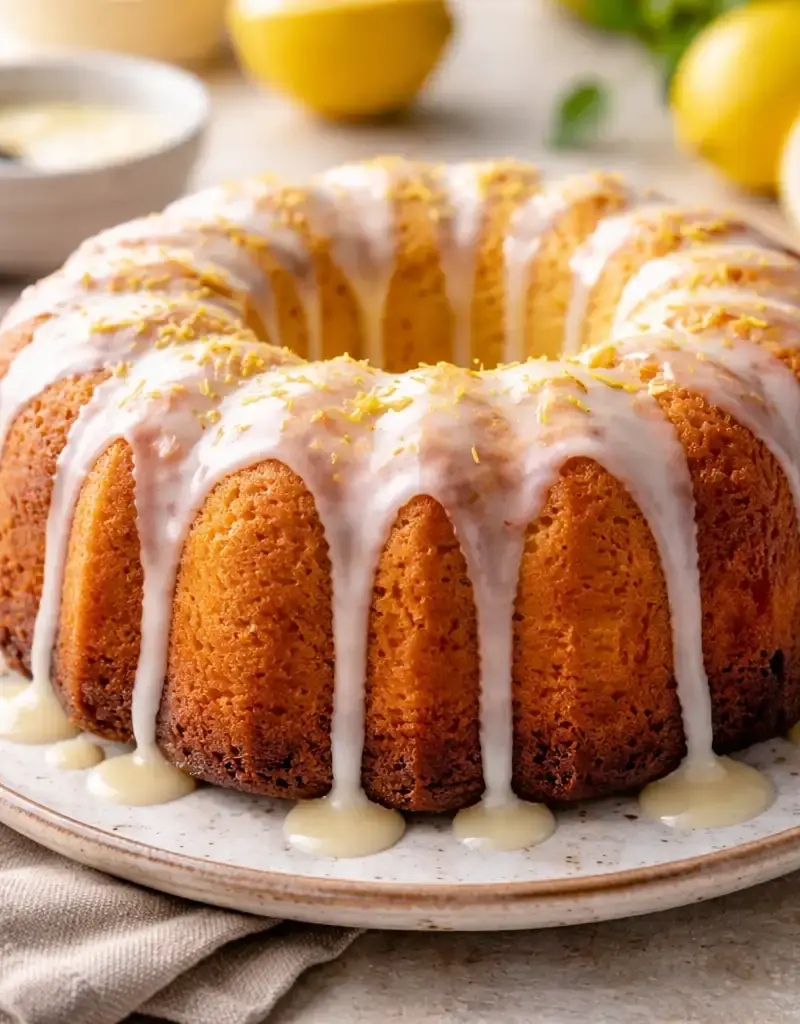 Glazed Lemon Buttermilk Pound Cake prepared dish
