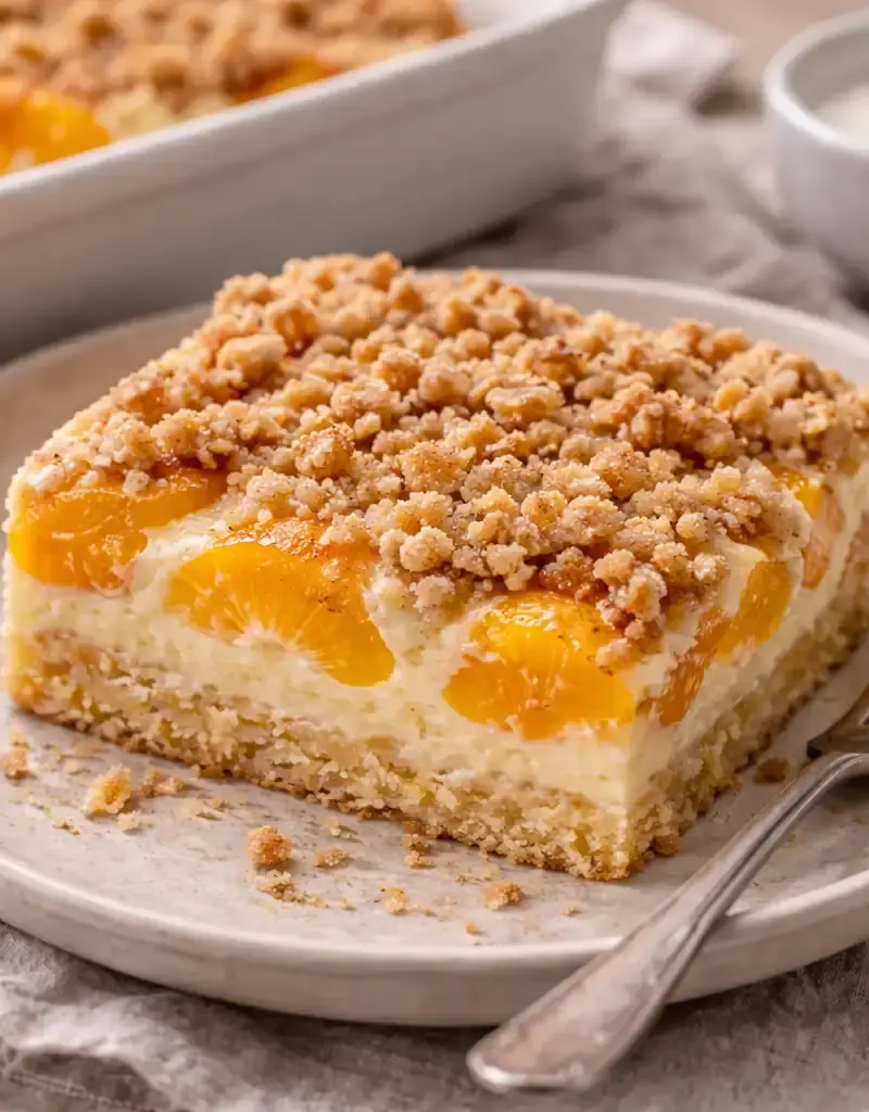 Classic Peach Kuchen prepared dish