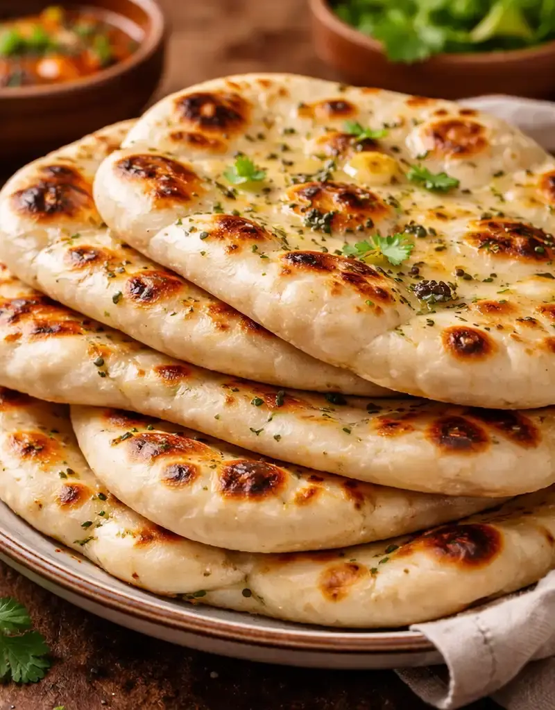 Authentic Indian Naan Bread prepared dish