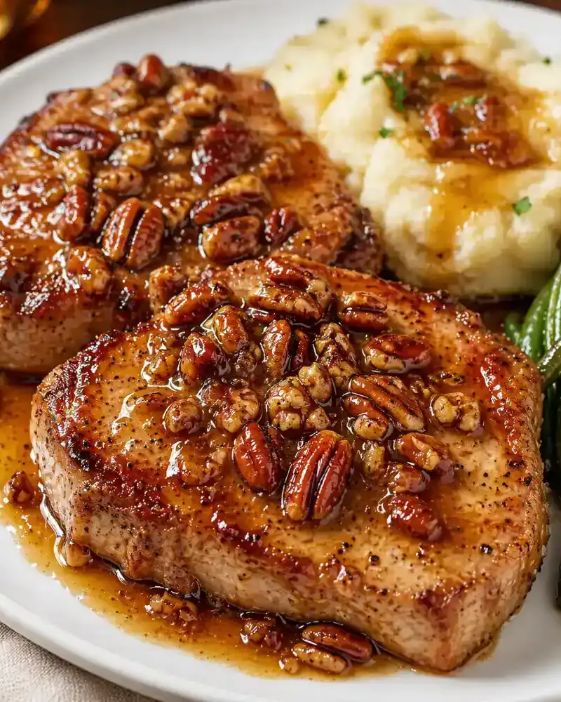 Honey Pecan Pork Chops prepared dish