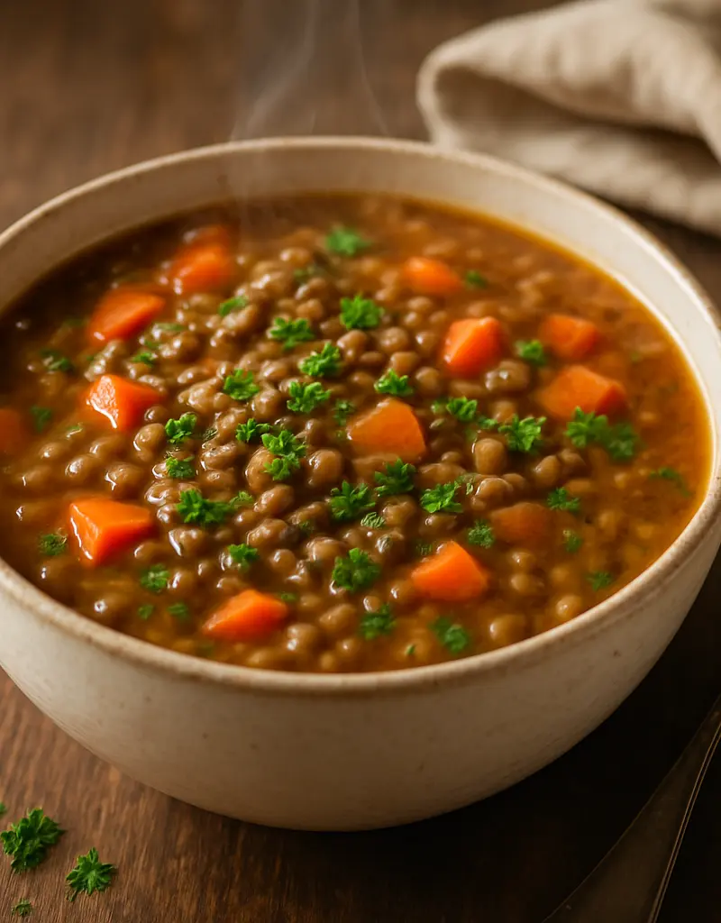 Funky Vegetarian Lentil Soup prepared dish