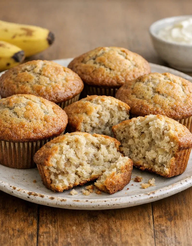 Banana Sour Cream Muffins prepared dish