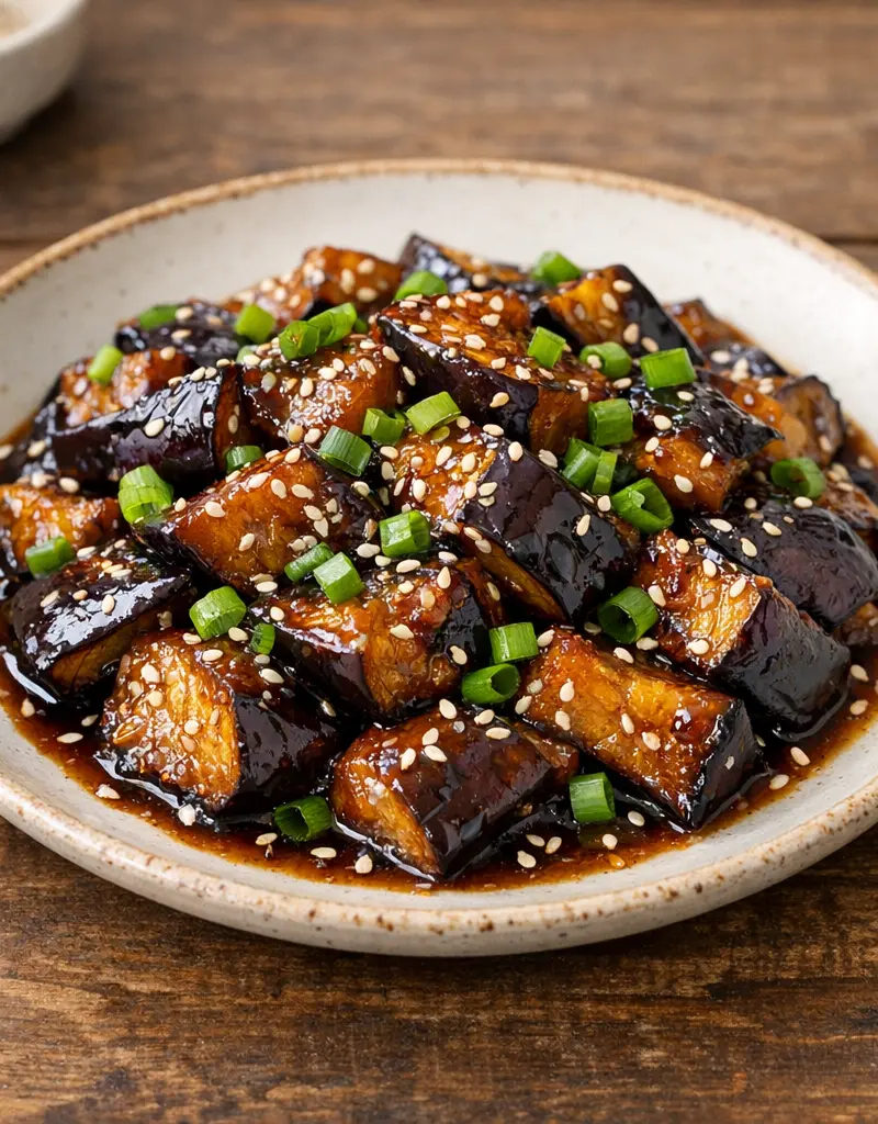 Hoisin Glazed Eggplant prepared dish