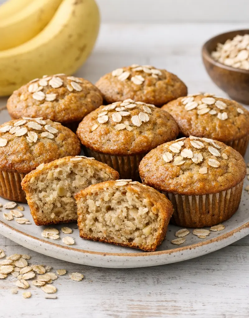 Banana Oatmeal Muffins prepared dish