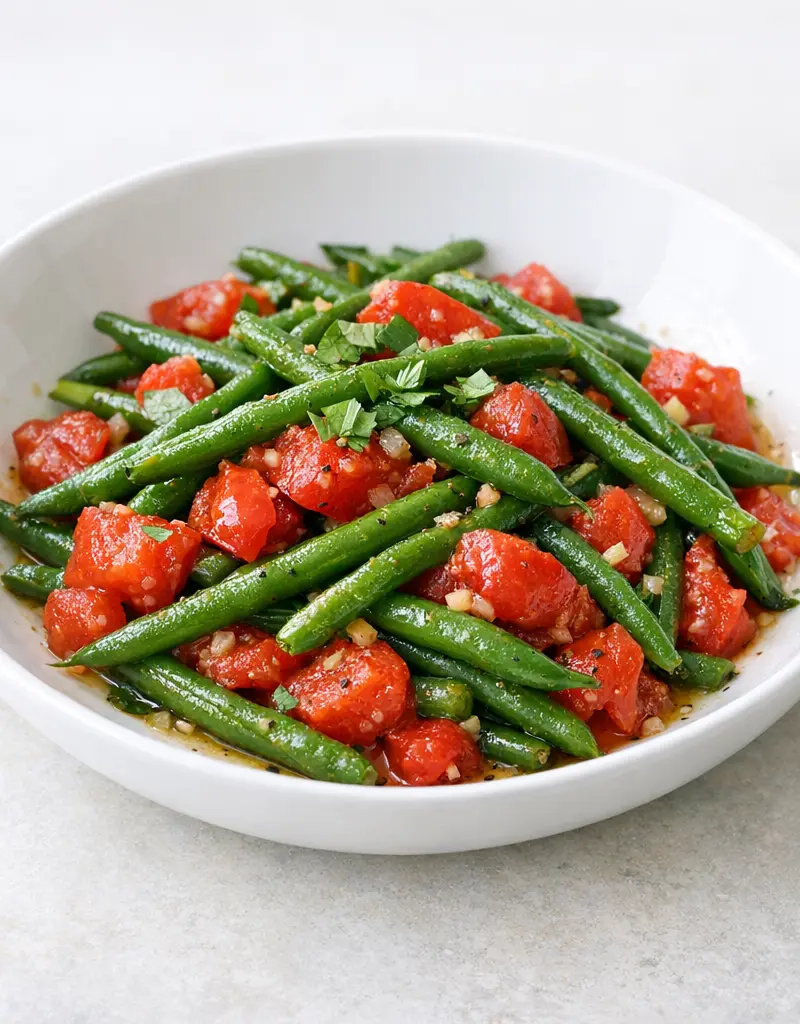 Haricots Verts With Plum Tomatoes prepared dish