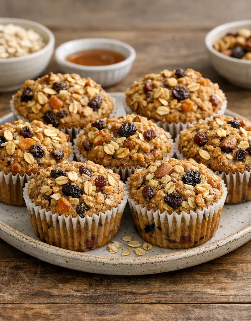 Granola Muffins With Dried Fruits And Nuts prepared dish