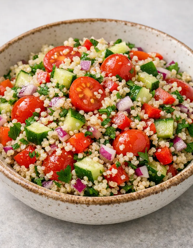 Fresh Quinoa Salad With Vegetables prepared dish