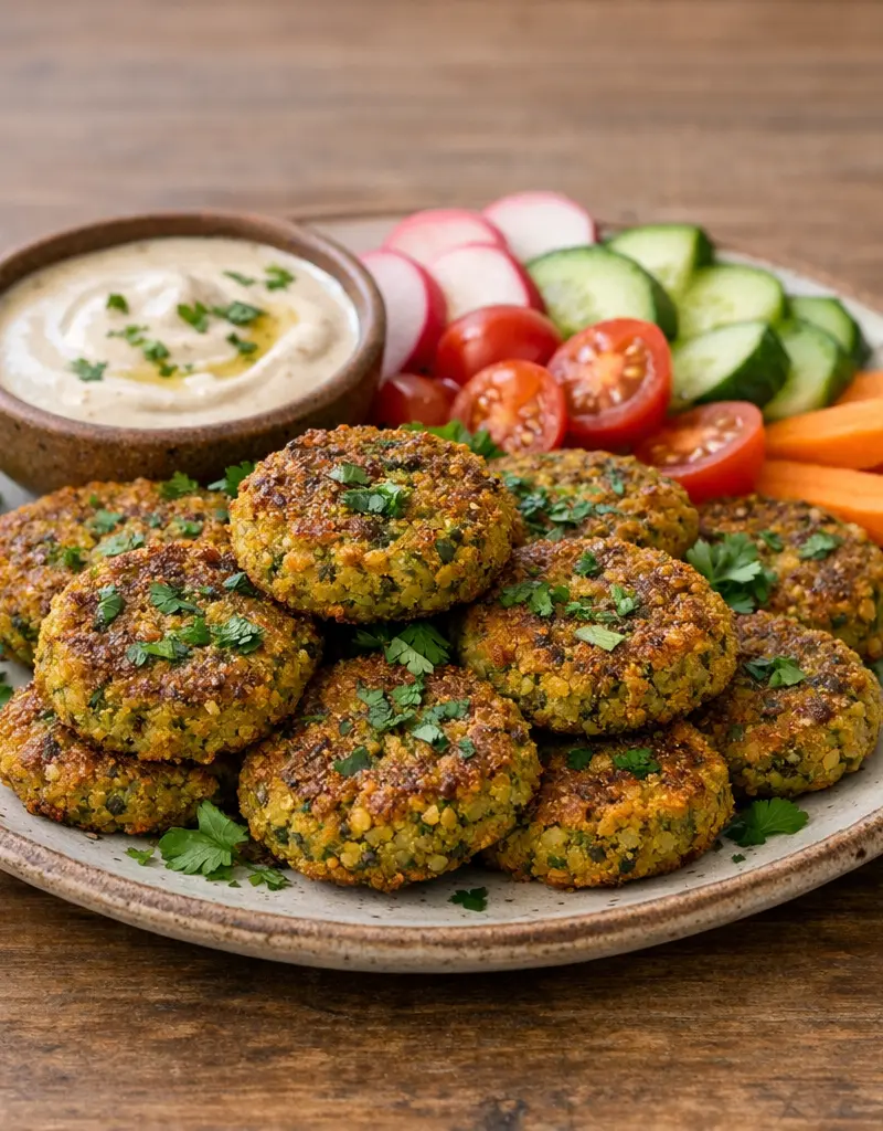 Crispy Baked Falafel prepared dish