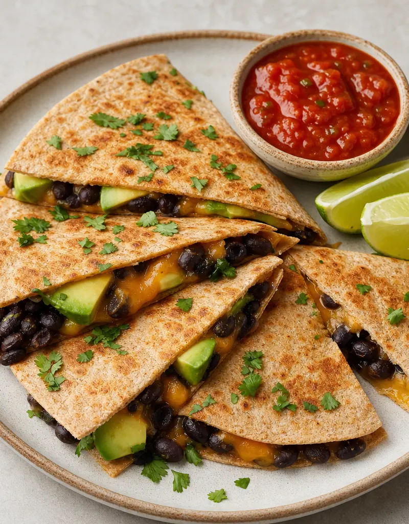 Black Bean and Avocado Quesadillas prepared dish