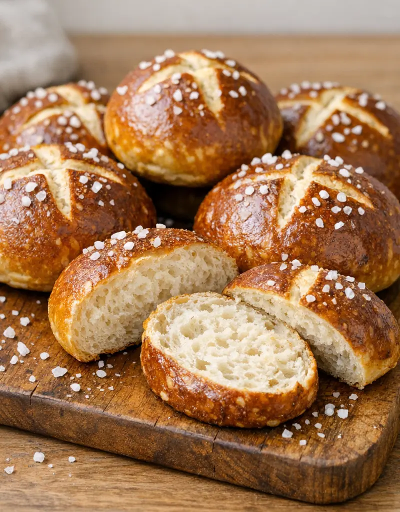 Homemade Pretzel Rolls prepared dish
