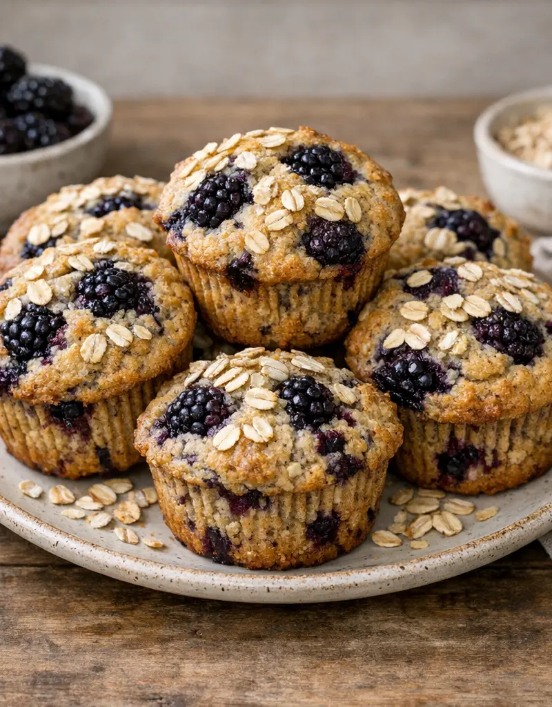 Blackberry Oat Muffins prepared dish