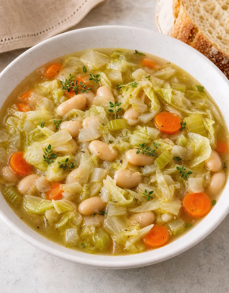 Cabbage and White Bean Soup prepared dish