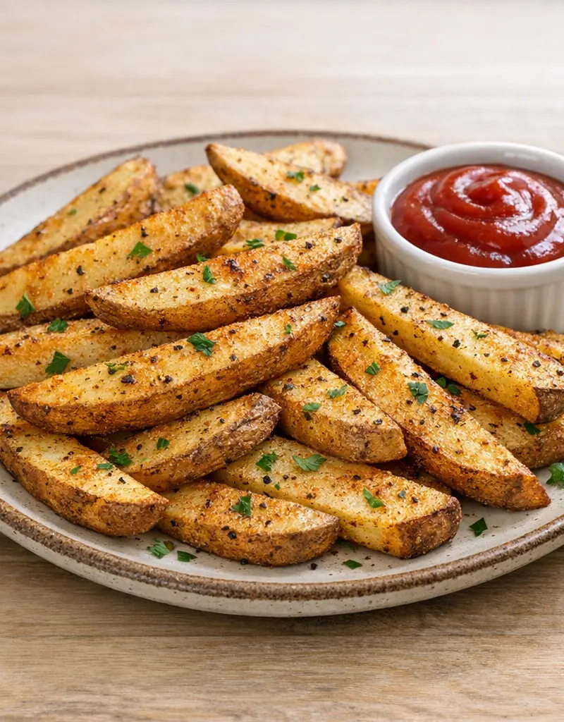 Oven-baked Steak Fries prepared dish