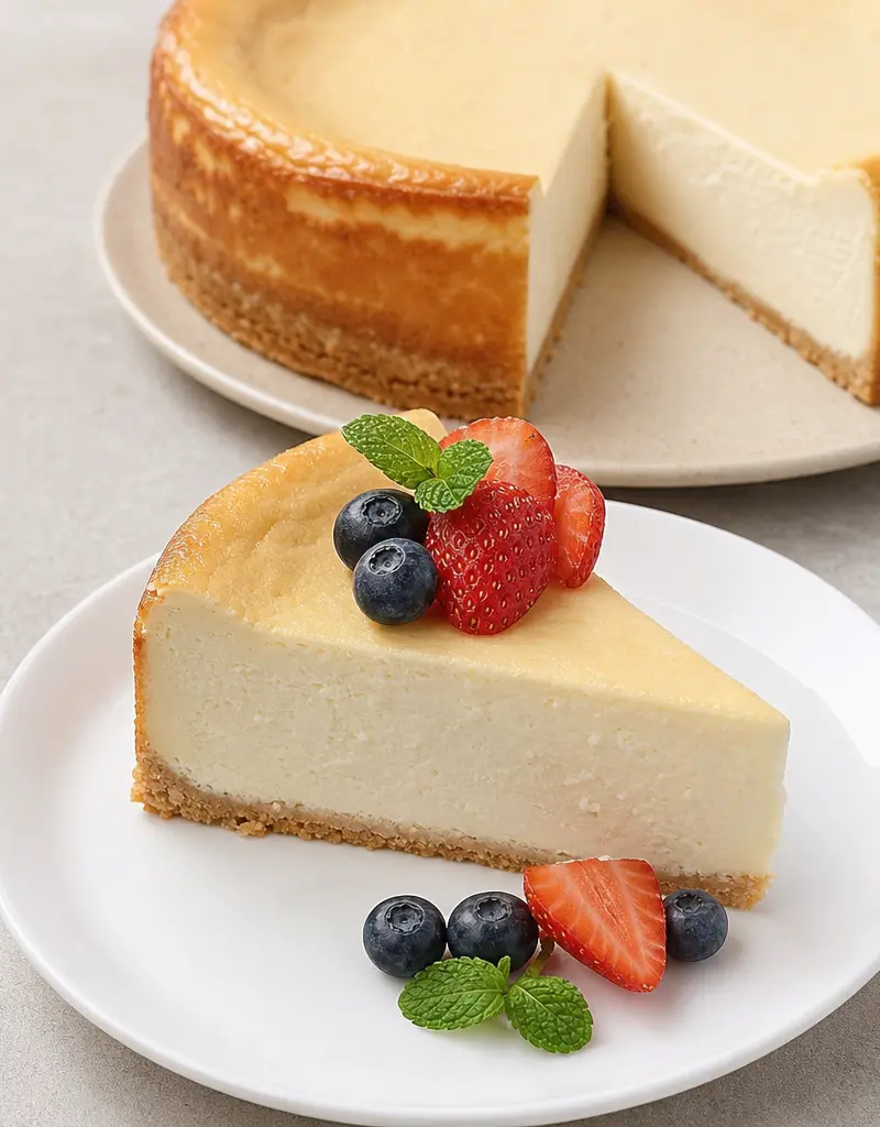Low-fat Vanilla Cheesecake prepared dish