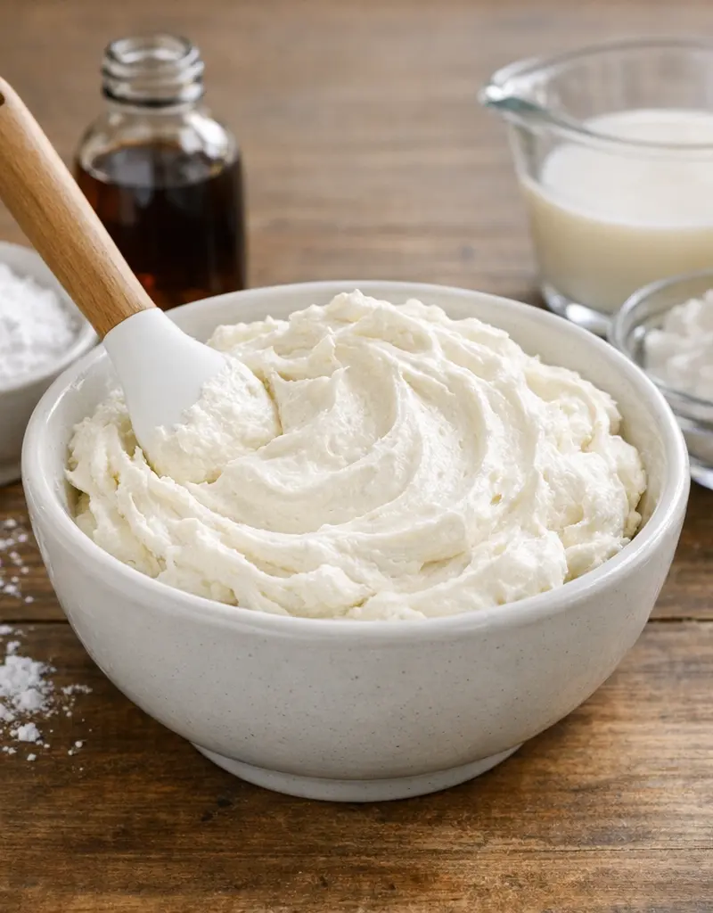Low-calorie Fluffy Vanilla Frosting prepared dish