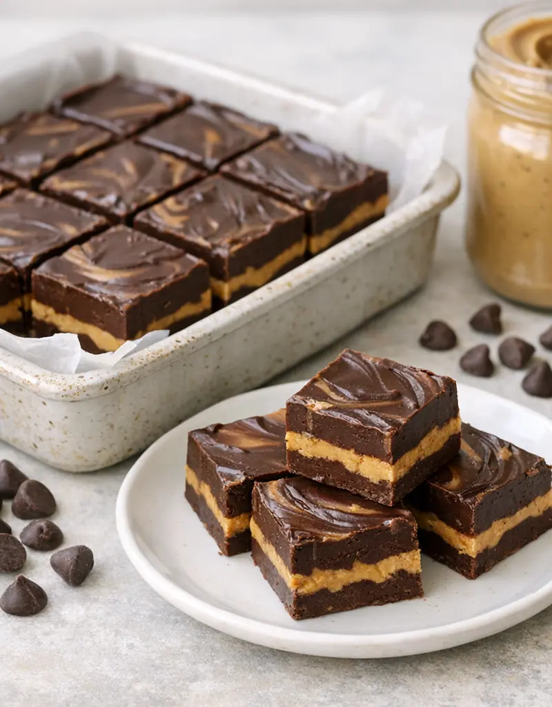 Chocolate Peanut Butter Fudge prepared dish