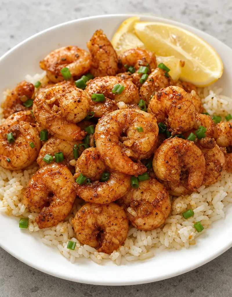 Cajun Spiced Shrimp prepared dish
