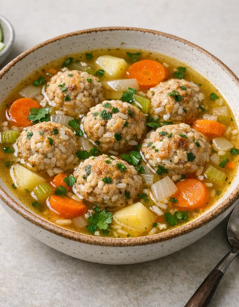 Turkey Albondigas Soup prepared dish