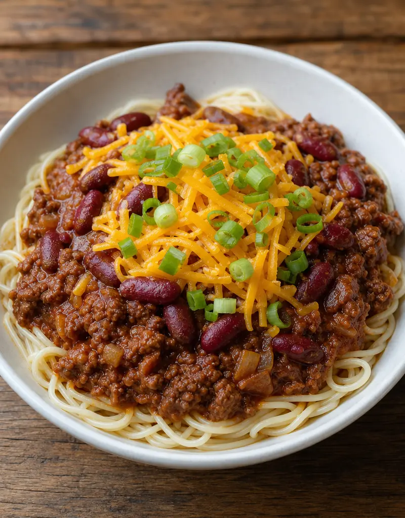 Cincinnati Style Chili prepared dish