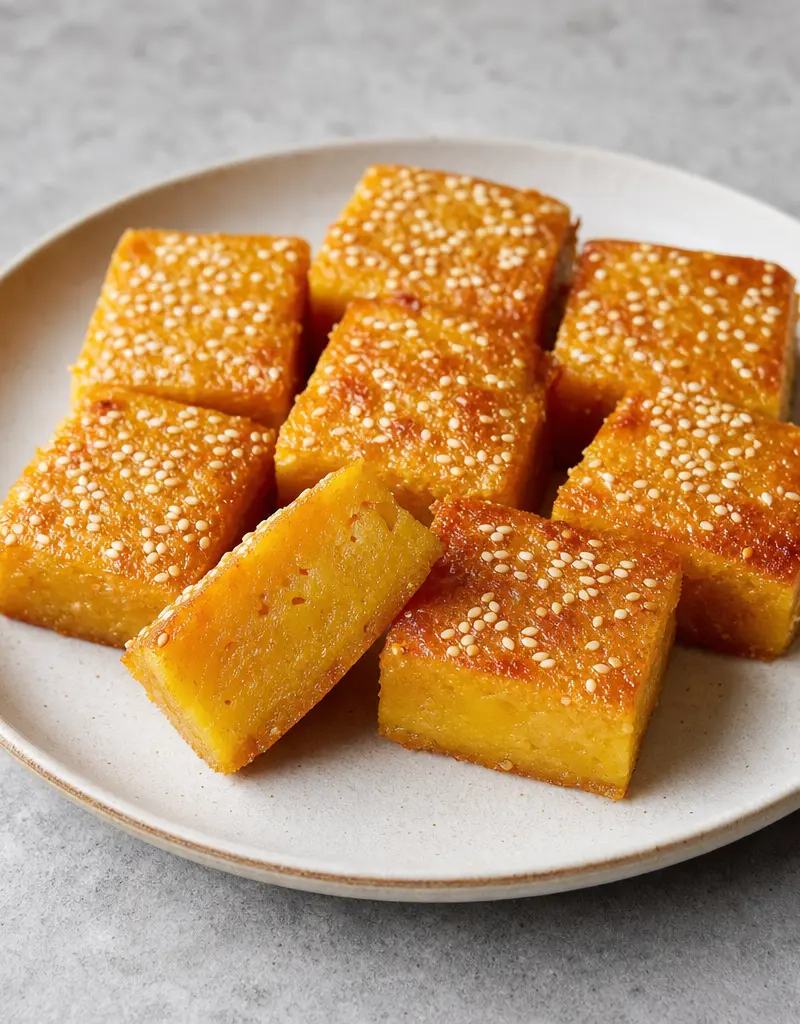 Baked Pumpkin Mochi prepared dish