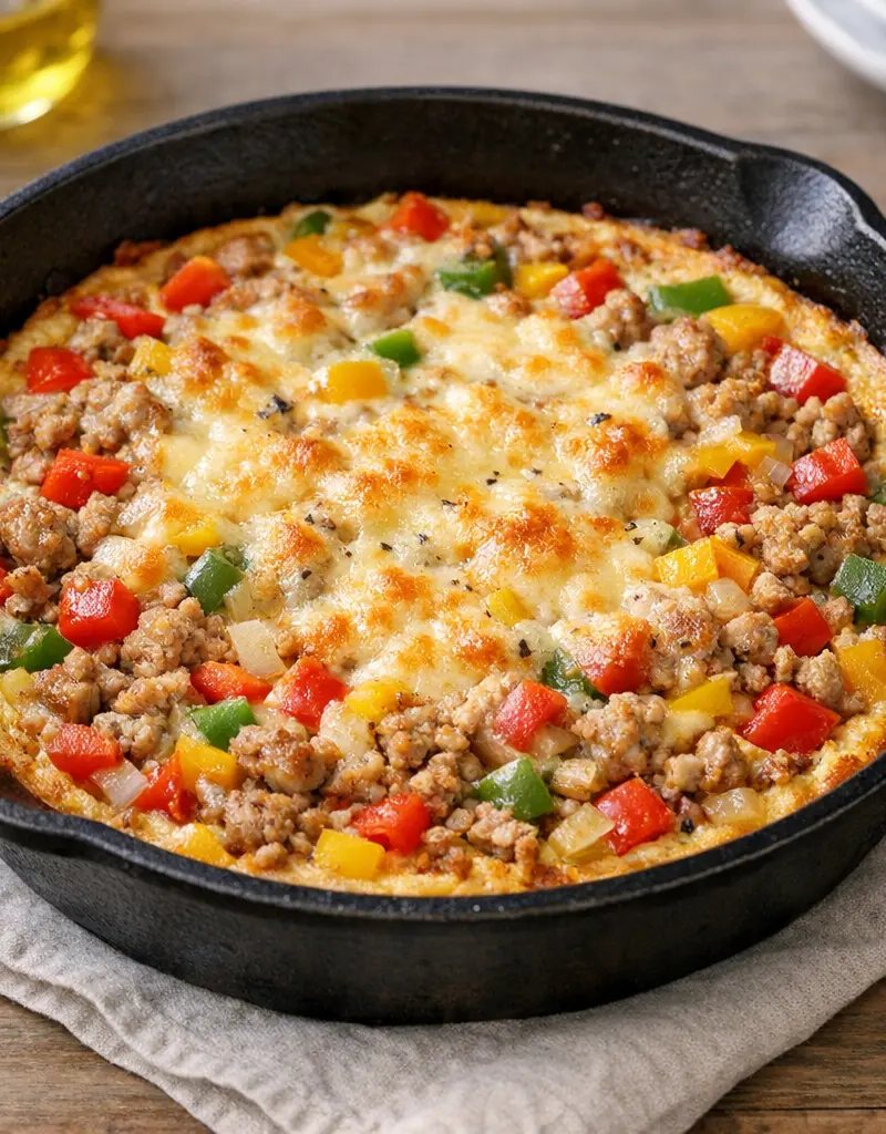Turkey And Bell Pepper Frittata prepared dish