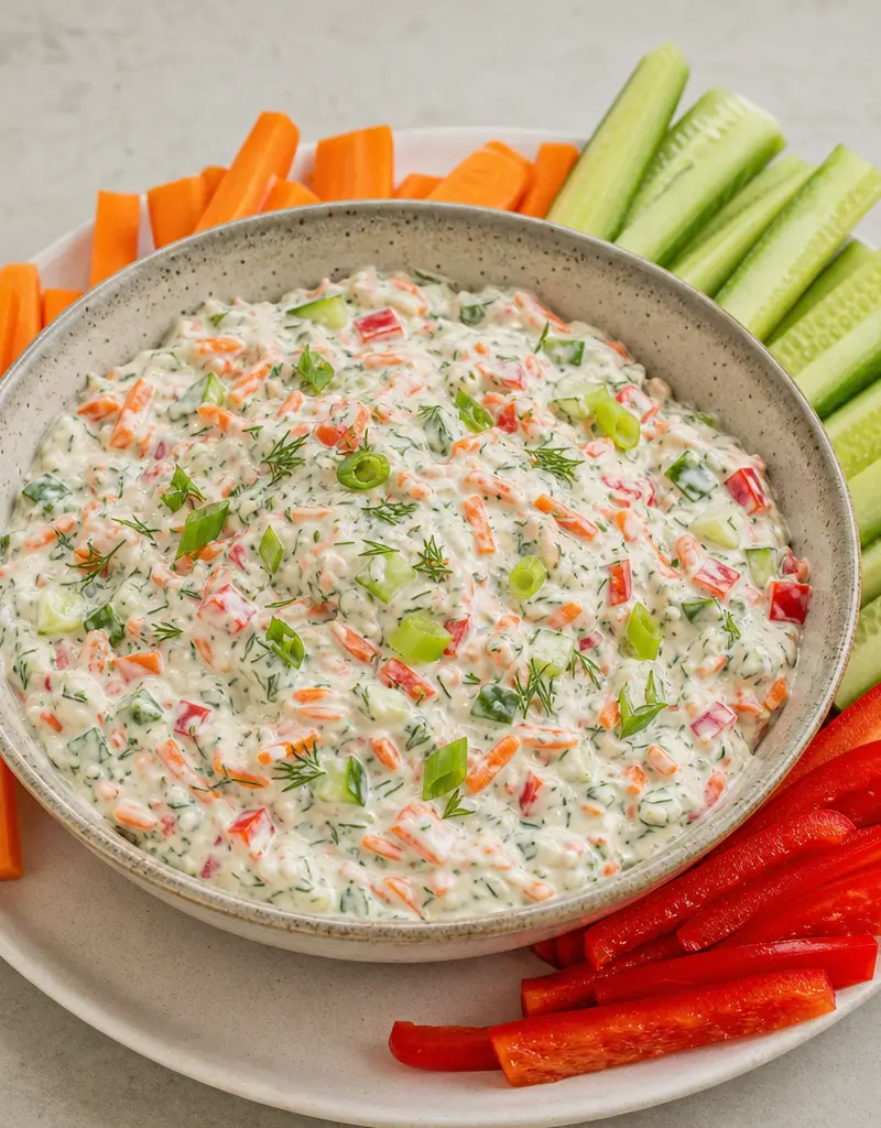Creamy Herbed Vegetable Dip prepared dish