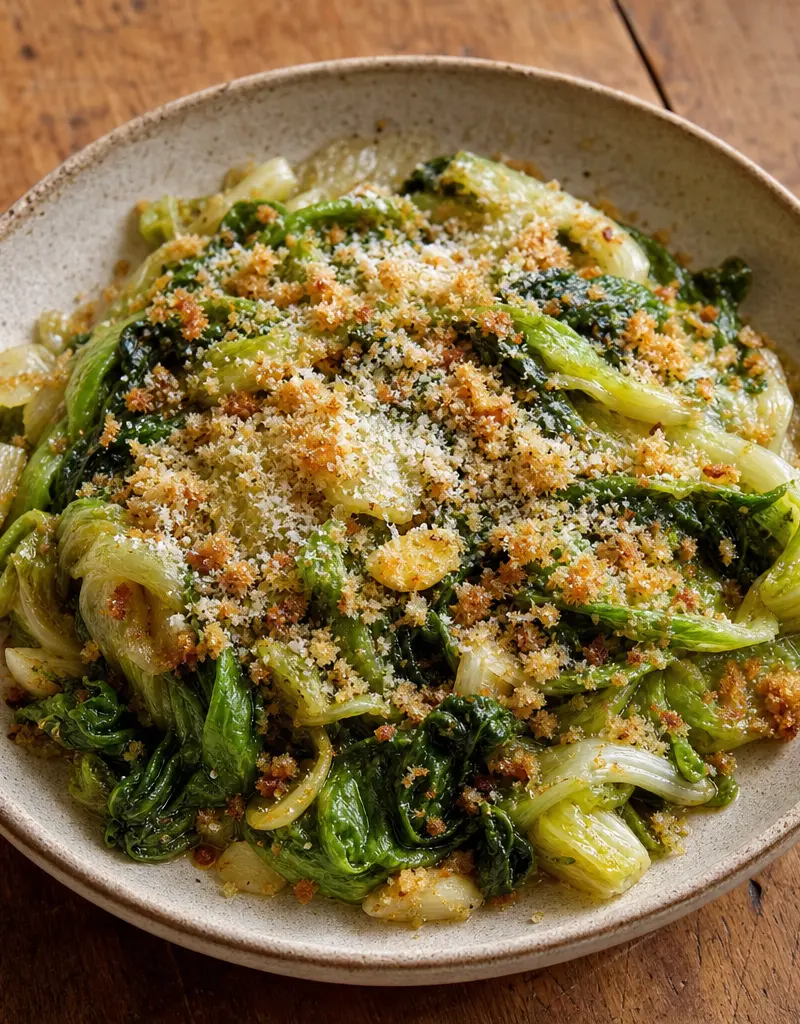 Escarole with Garlic and Breadcrumbs prepared dish