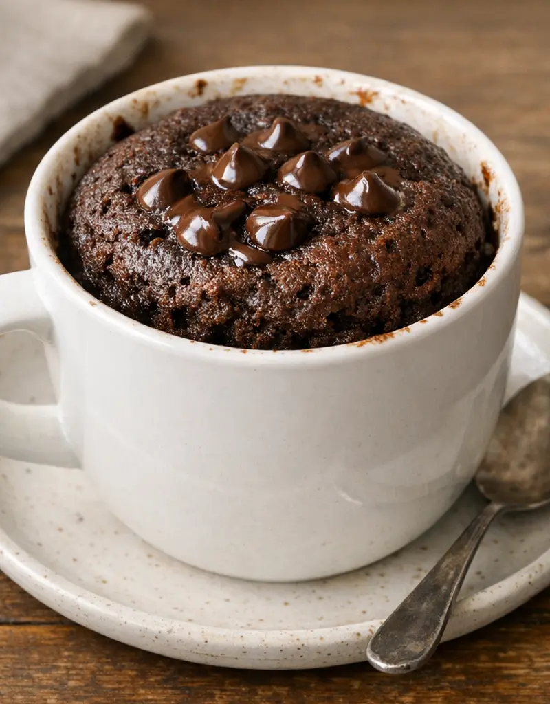 Chocolate Microwave Mug Cake prepared dish